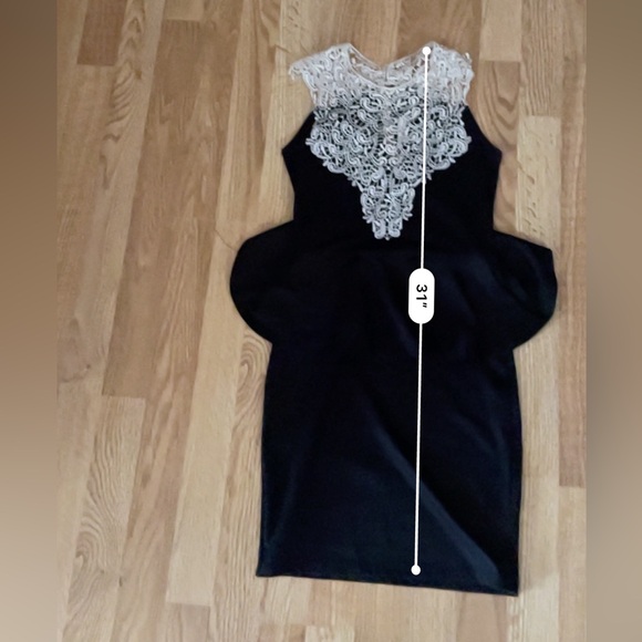 Lovely Rachel Women's Small Peplum Lace Neck Sleeveless Open Back Bodycon Black - Picture 6 of 10